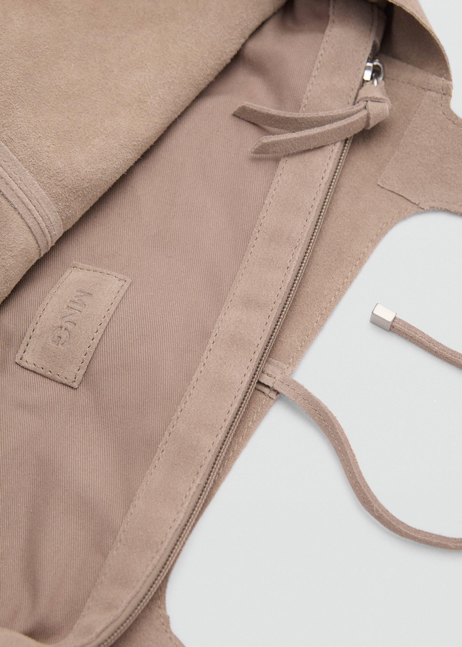 Brown Leather Shopper Bag, Light Pastel Brown, large image number 4
