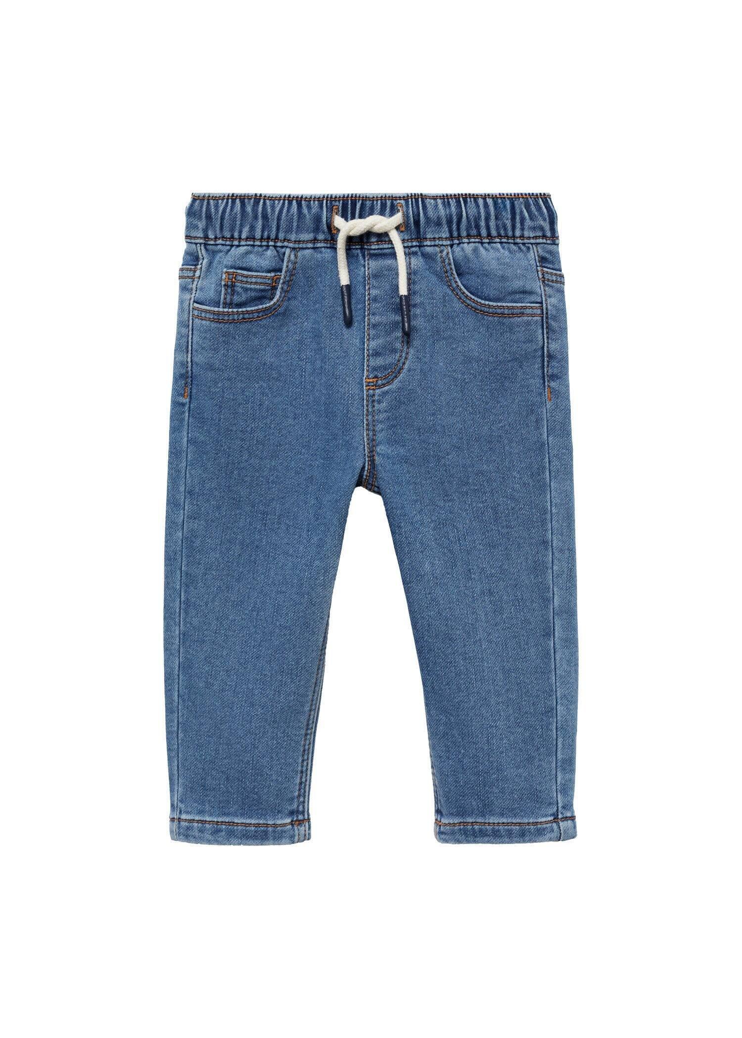 Blue Drawstring Waist Jeans, Baby Boy, , large image number 0