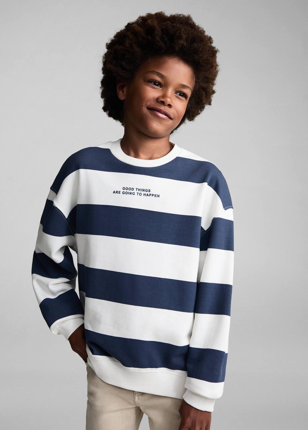 Navy striped sweatshirt on sale