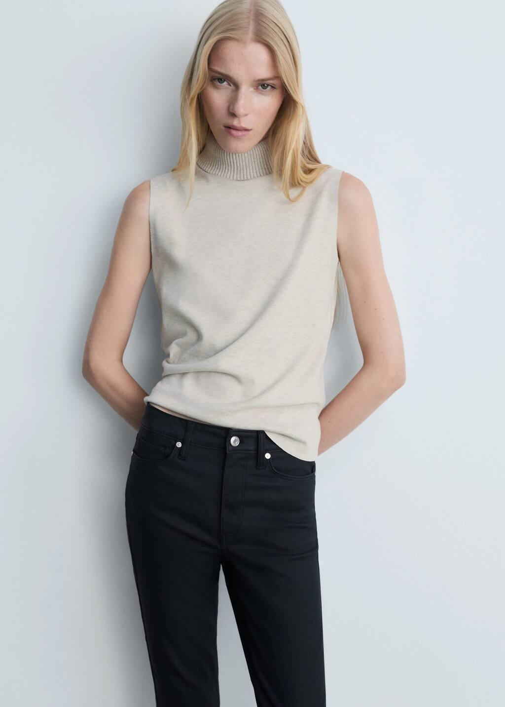 black Waxed mid-rise skinny jeans, , large image number 1