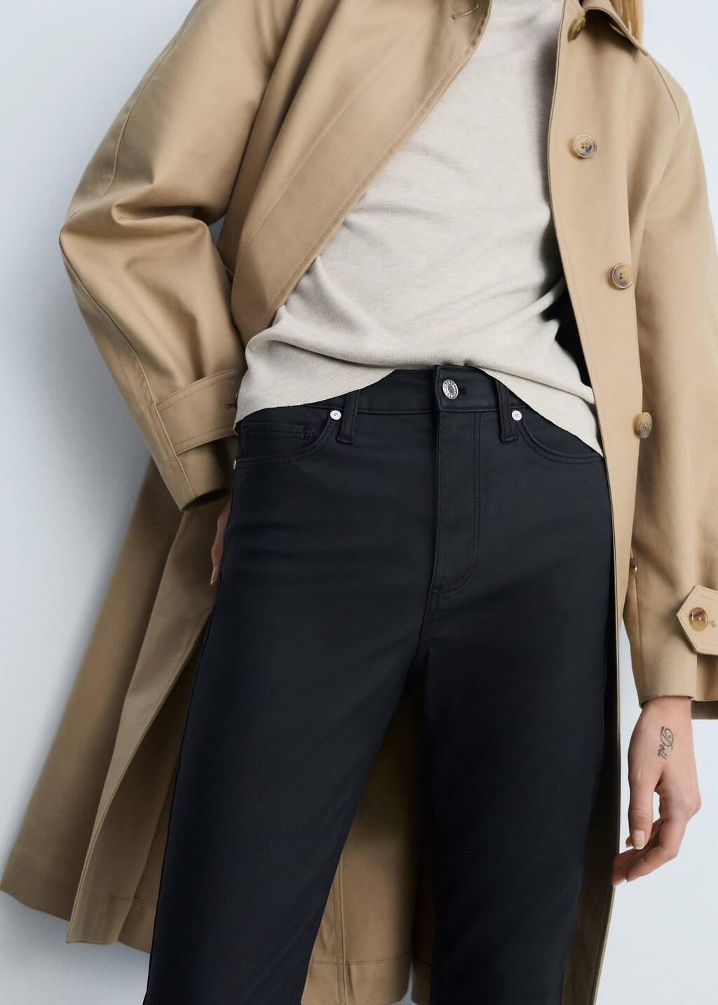 black Waxed mid-rise skinny jeans, , large image number 2