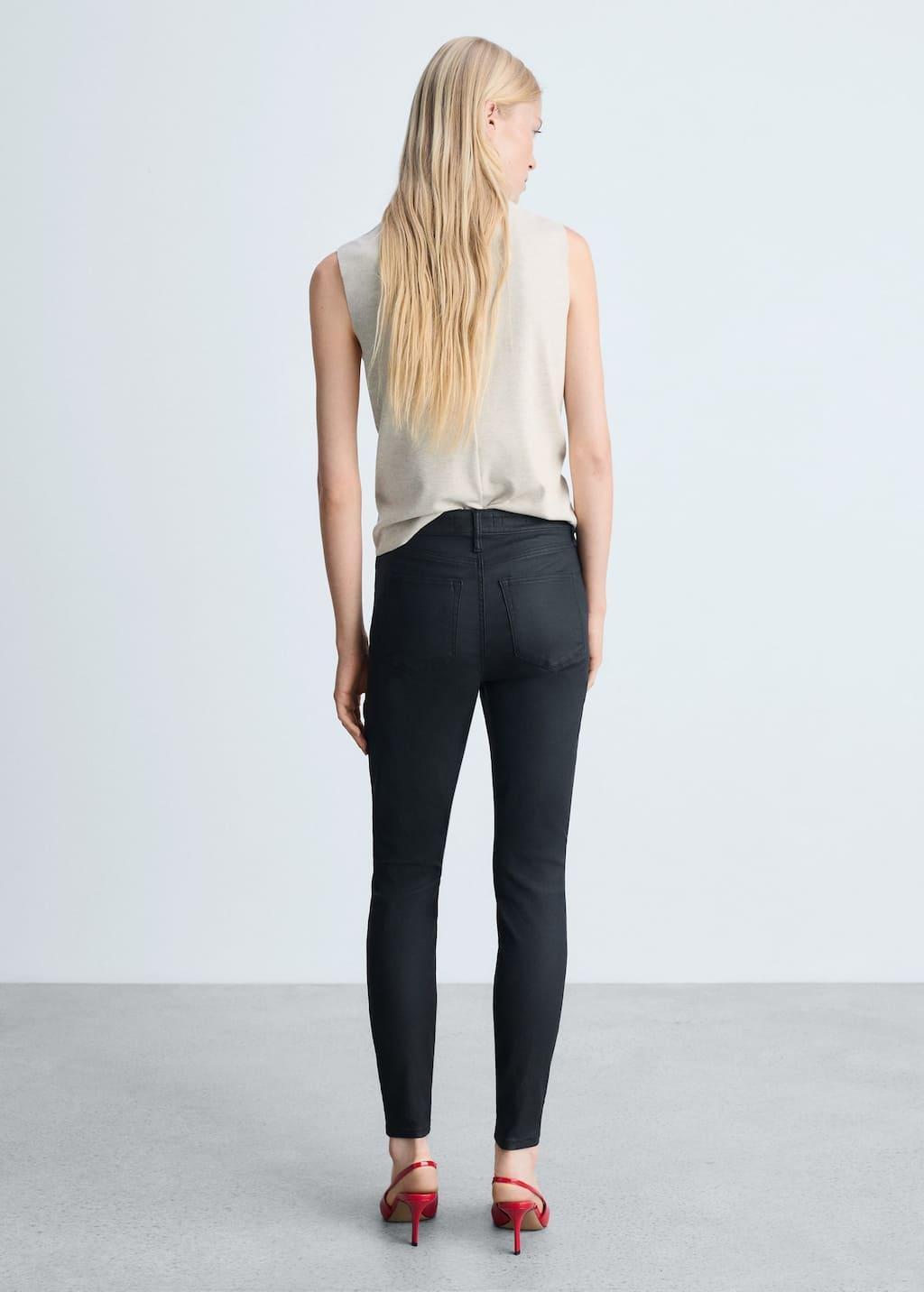 black Waxed mid-rise skinny jeans, , large image number 5