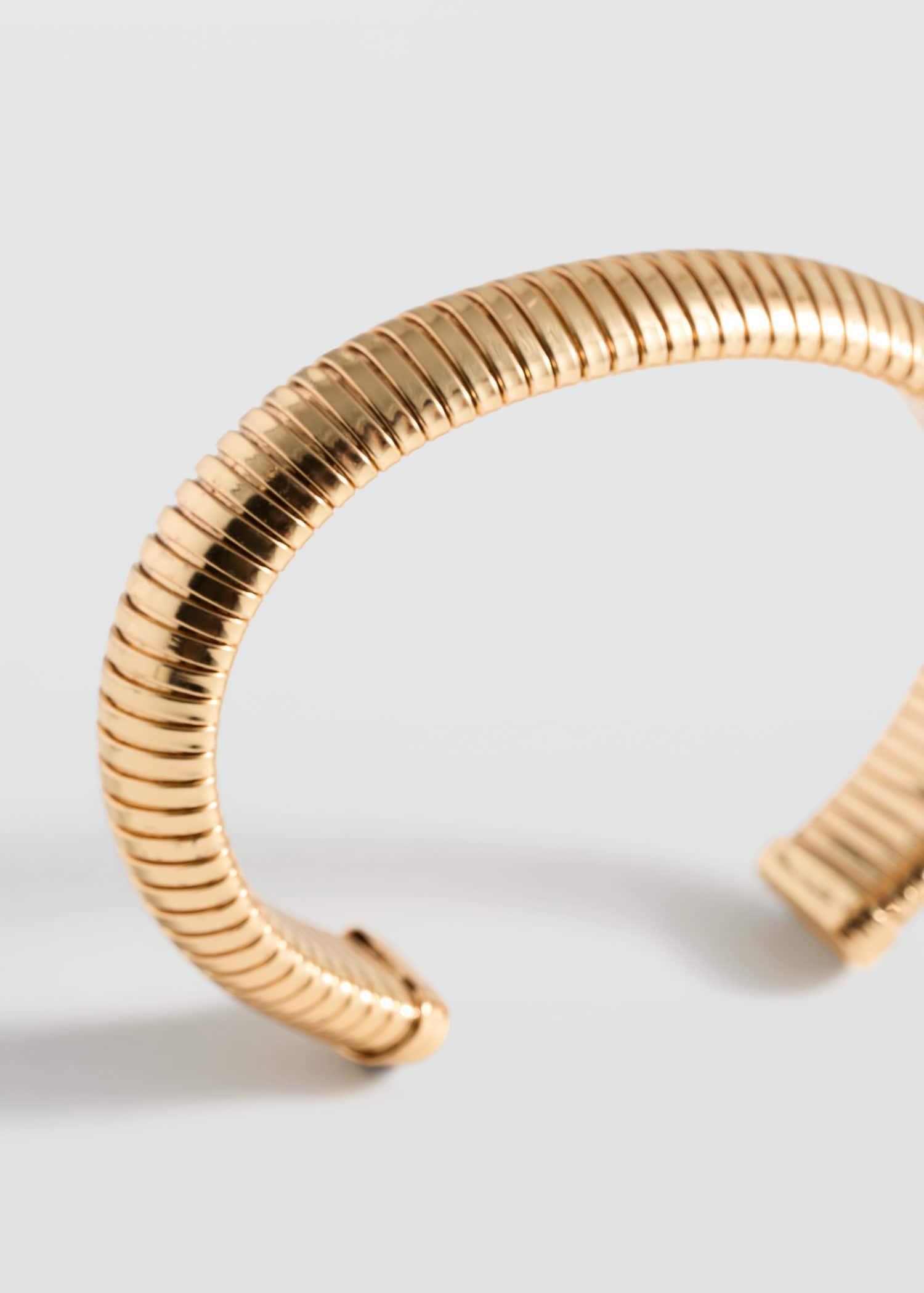 Gold Rigid Textured Bracelet, Gold, large image number 0