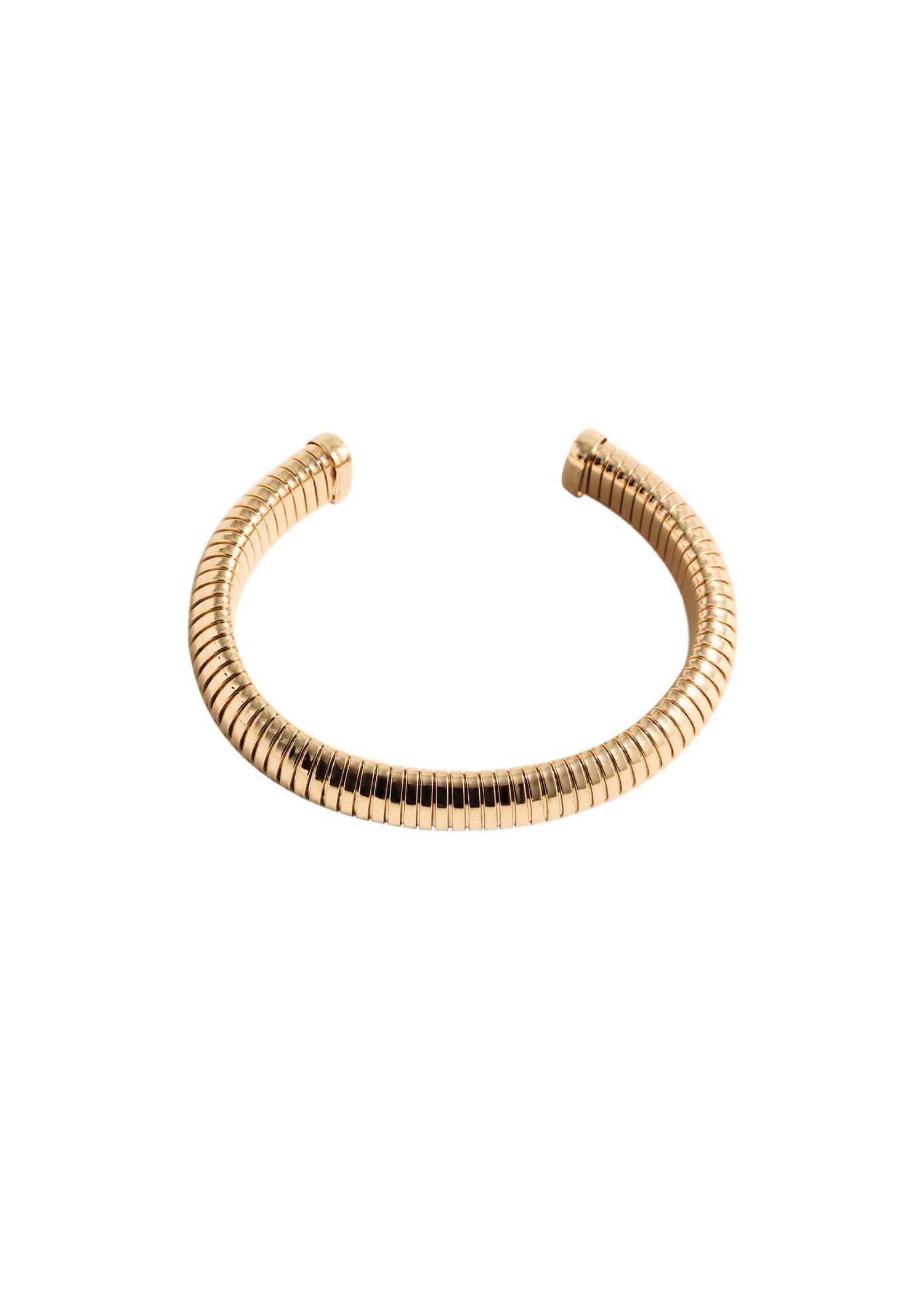 Gold Rigid Textured Bracelet, Gold, large image number 2