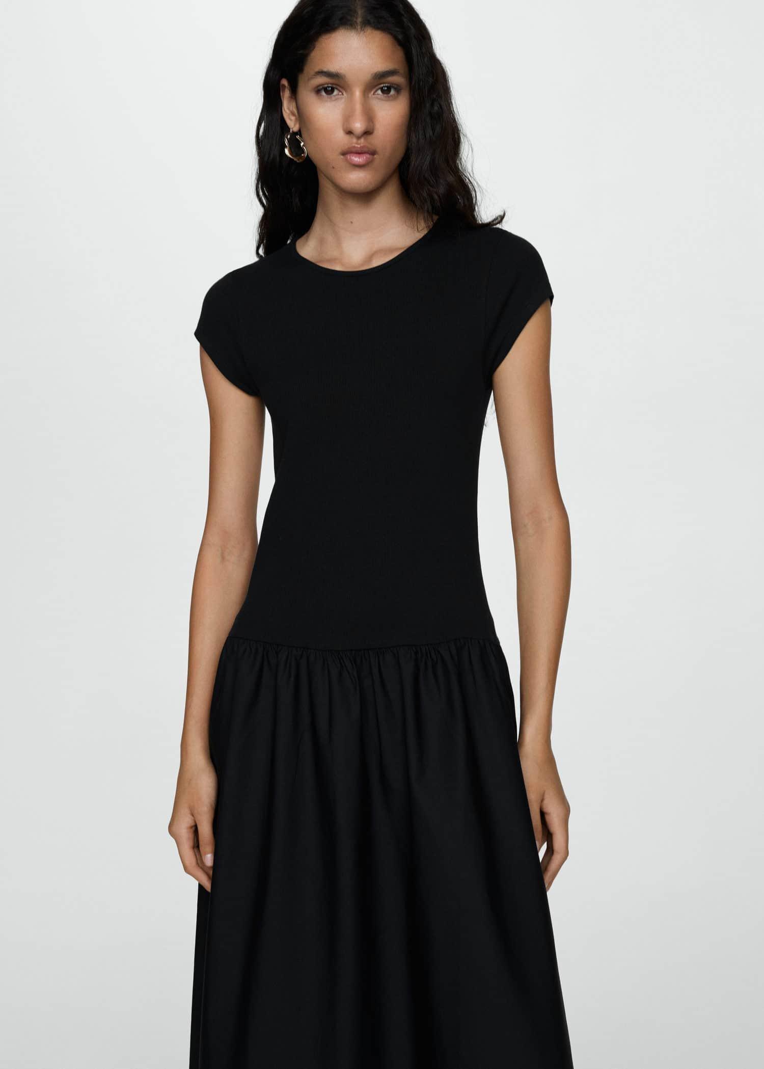 Black Flared Dress With Ruffled Hem, , large image number 0