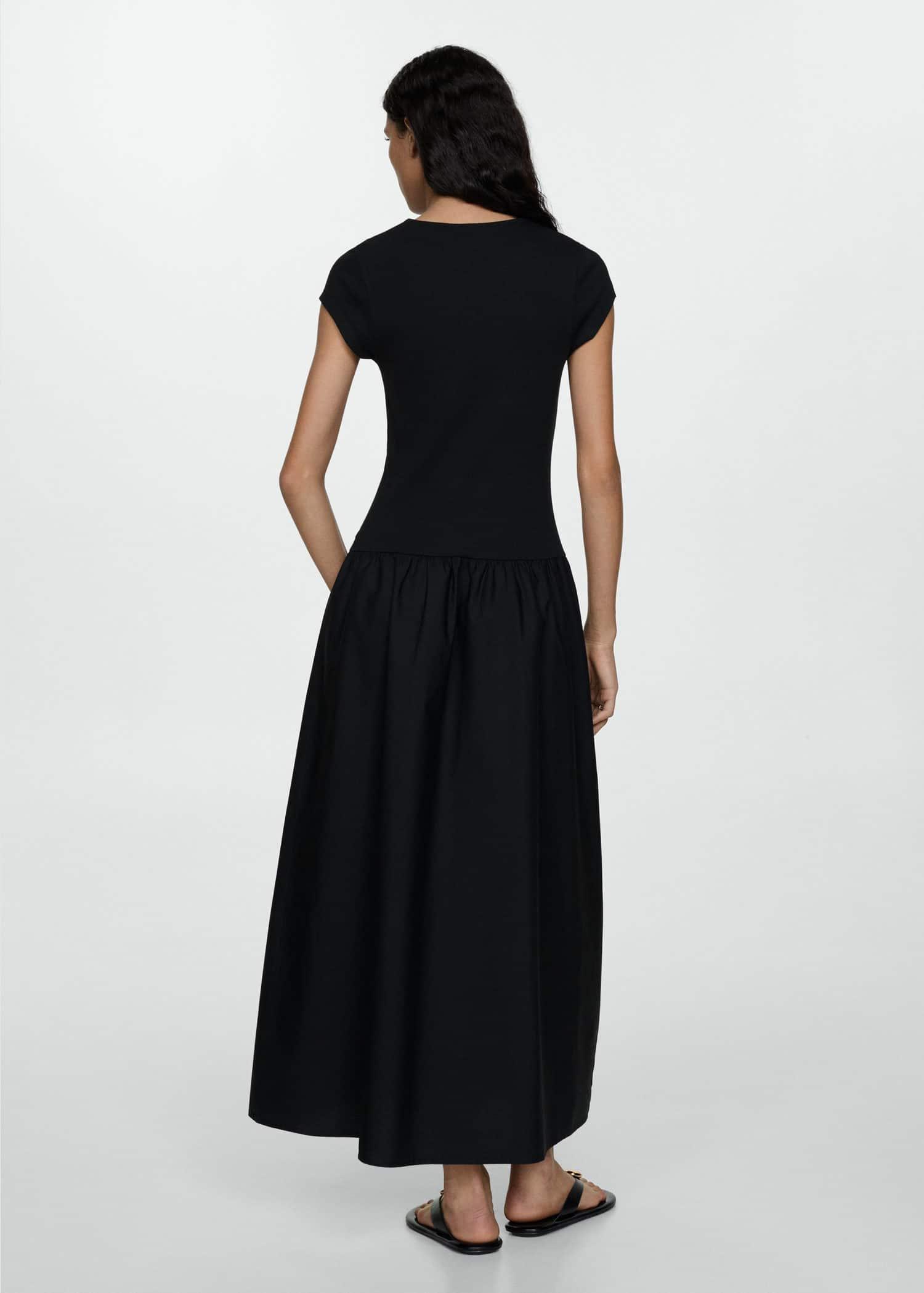 Black Flared Dress With Ruffled Hem, , large image number 6