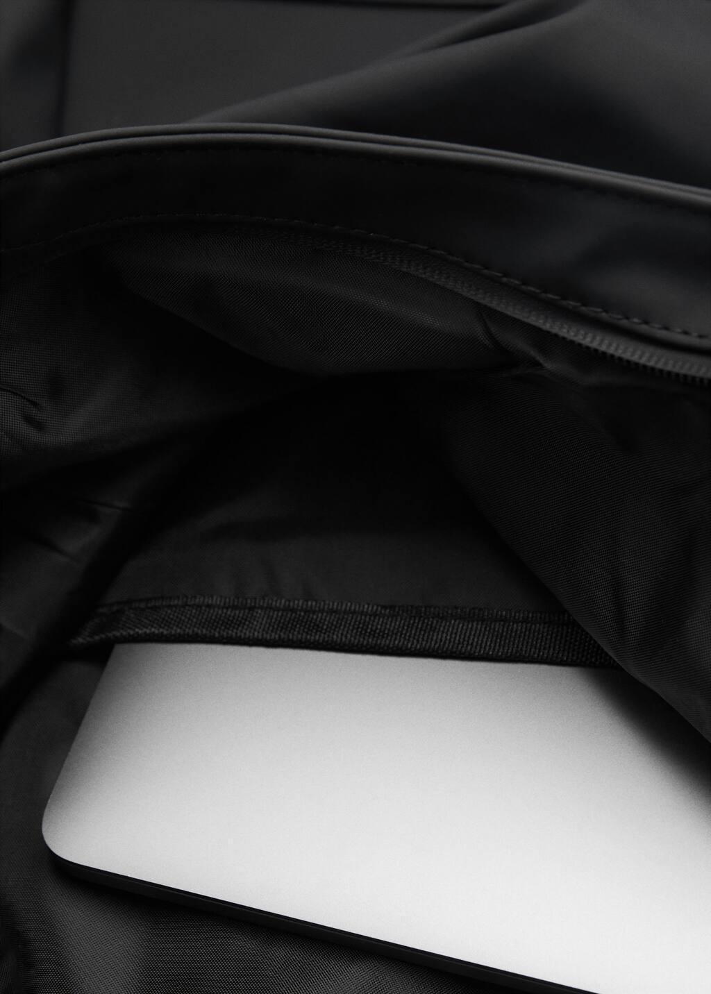 Black Rubberized Backpack With Flap Closure, Black, large image number 2