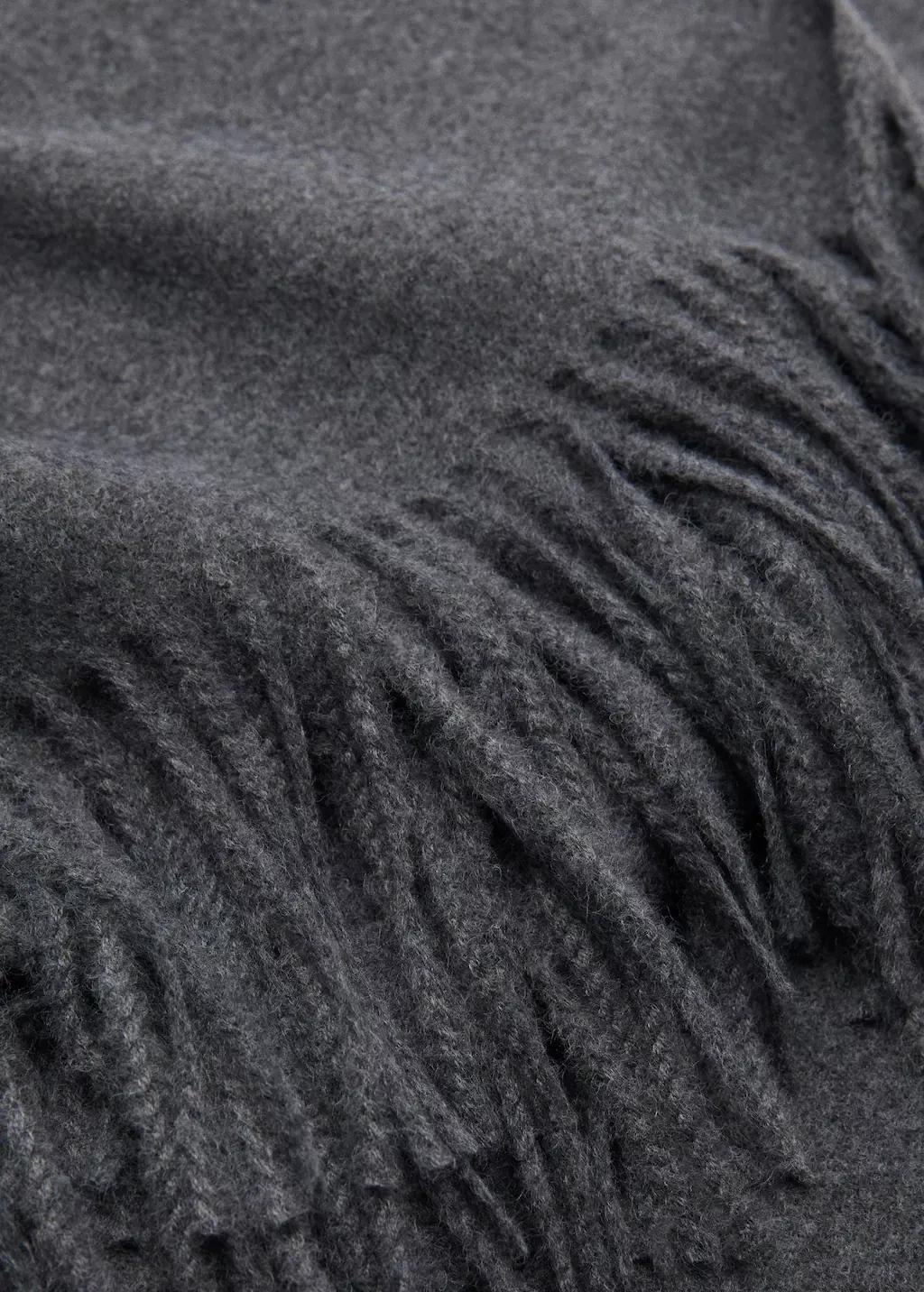 Grey Fringed Edge Scarf, Dark Grey, large image number 0