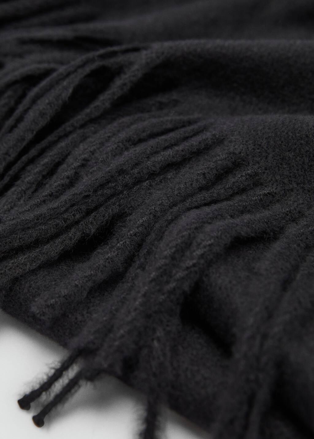 Black Fringed Edge Scarf, 0201_99, large image number 0