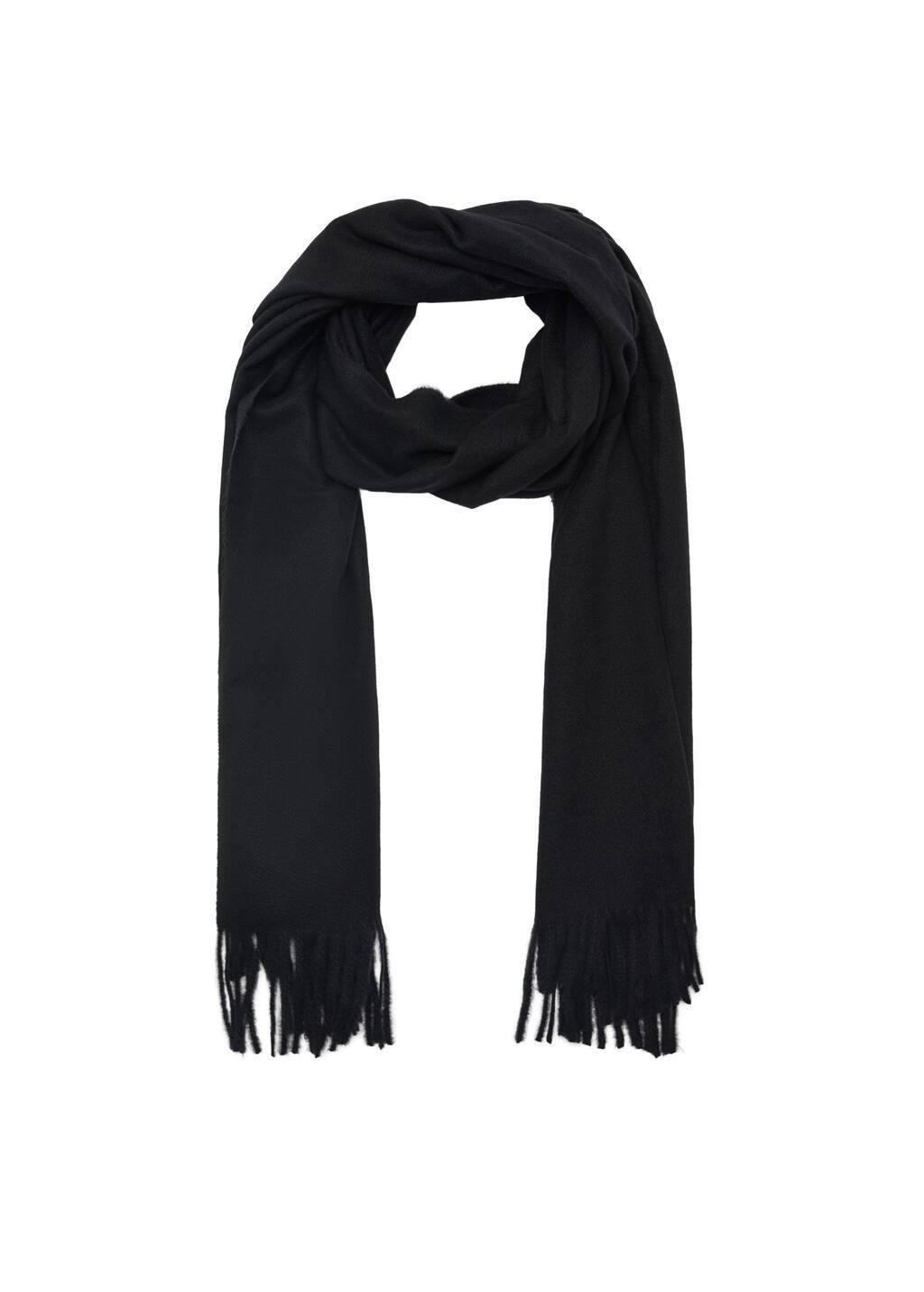 Black Fringed Edge Scarf, 0201_99, large image number 1