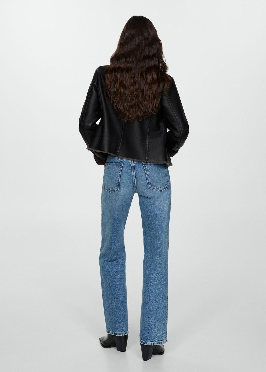 Black Faux Shearling-Lined Jacket, , large image number 7