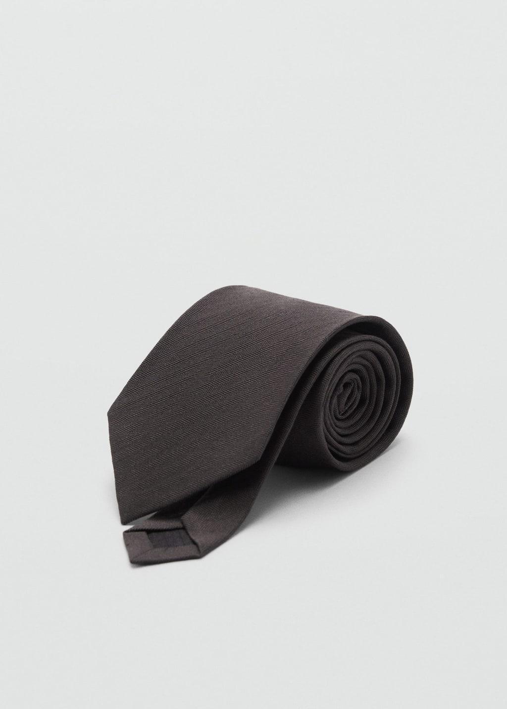 Brown 100% Mulberry Silk Tie With Microstructure, Brown, large image number 0