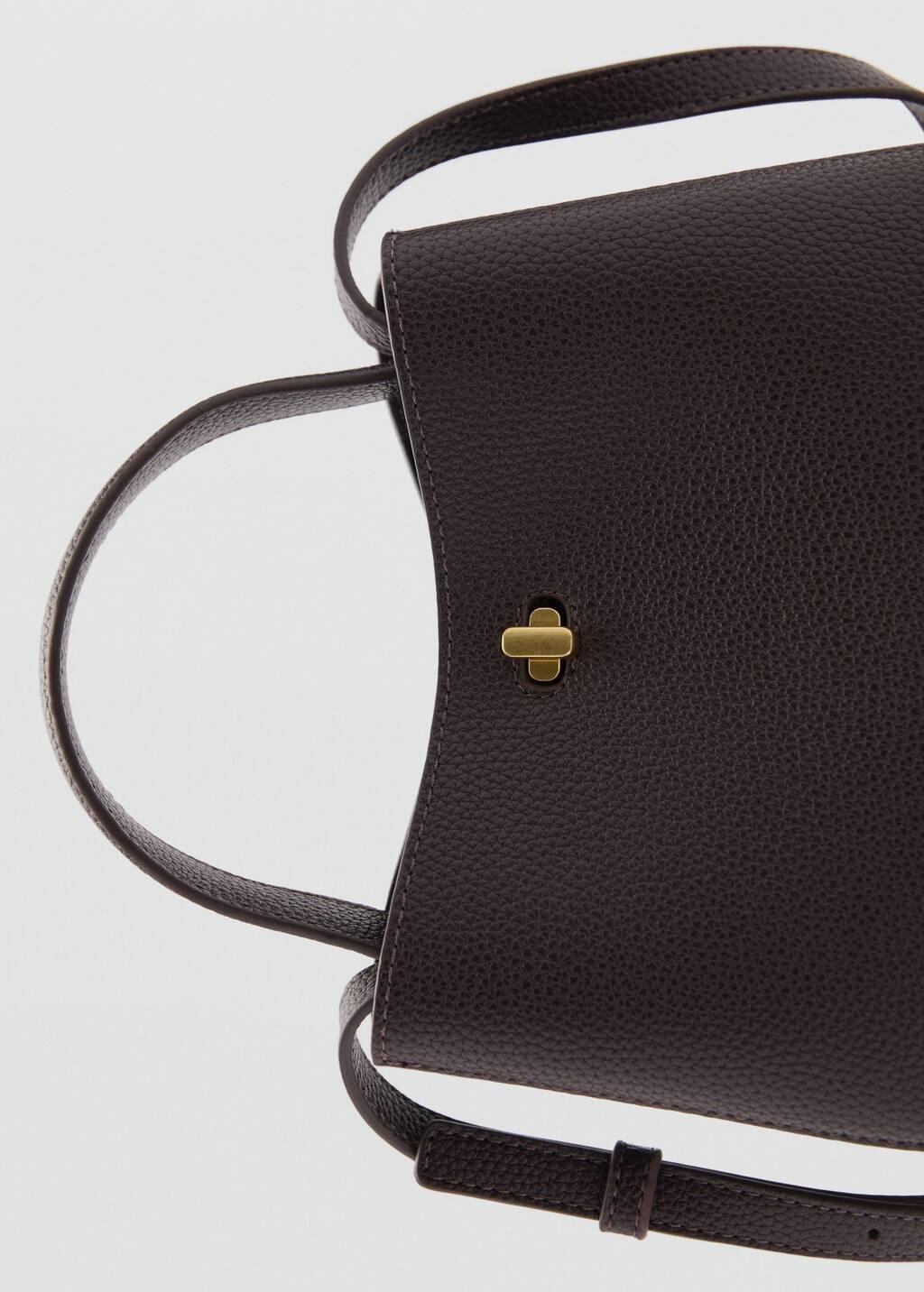 Brown Mini Shopper Bag With Metallic Detail, Dark Brown, large image number 1