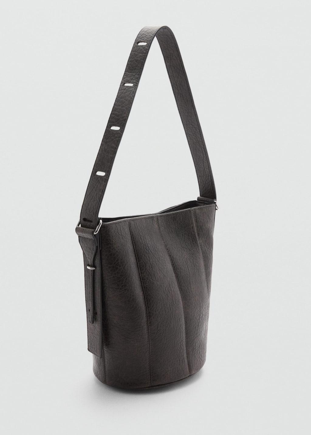 Brown Leather Effect Bucket Bag, Brown, large image number 0