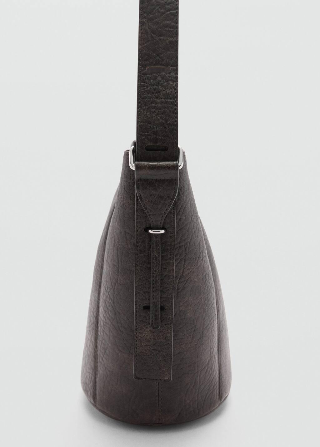 Brown Leather Effect Bucket Bag, Brown, large image number 1