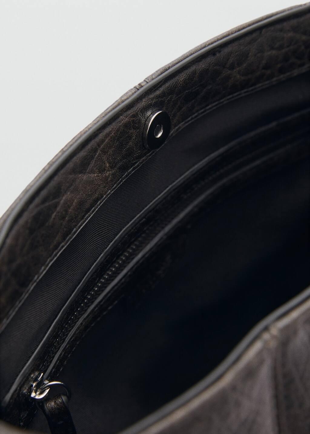 Brown Leather Effect Bucket Bag, Brown, large image number 2