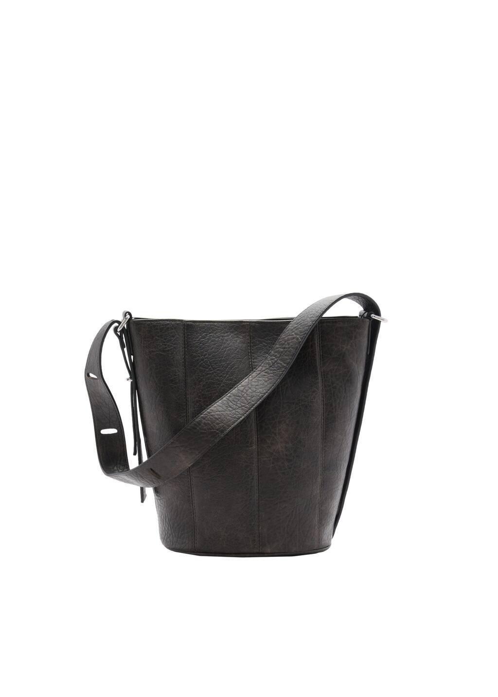 Brown Leather Effect Bucket Bag, Brown, large image number 3