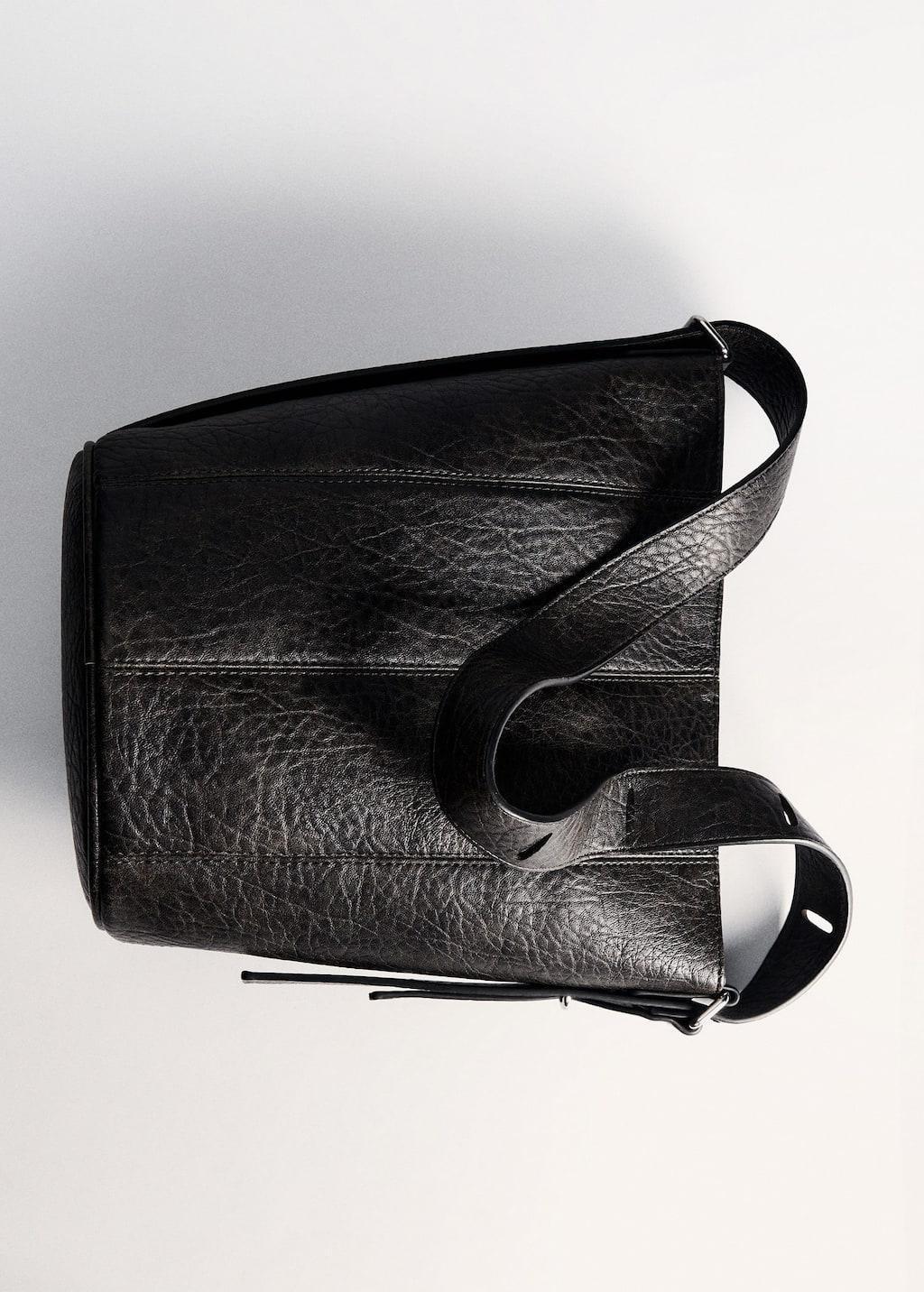 Brown Leather Effect Bucket Bag, Brown, large image number 4