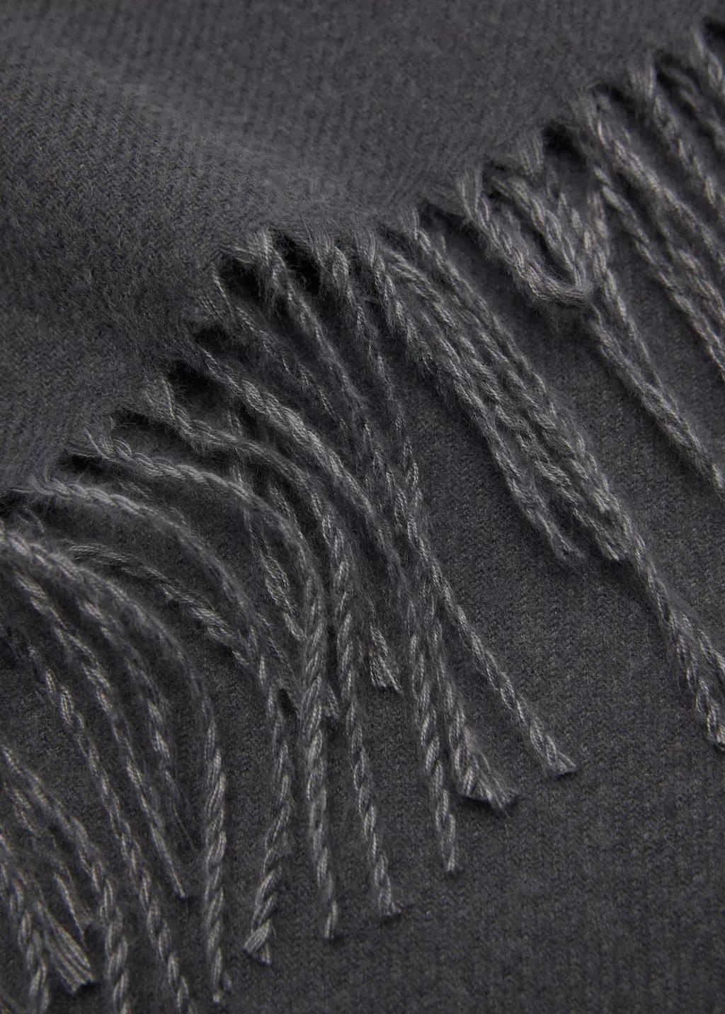 Grey Two-Tone Fringed Scarf, Grey, large image number 0