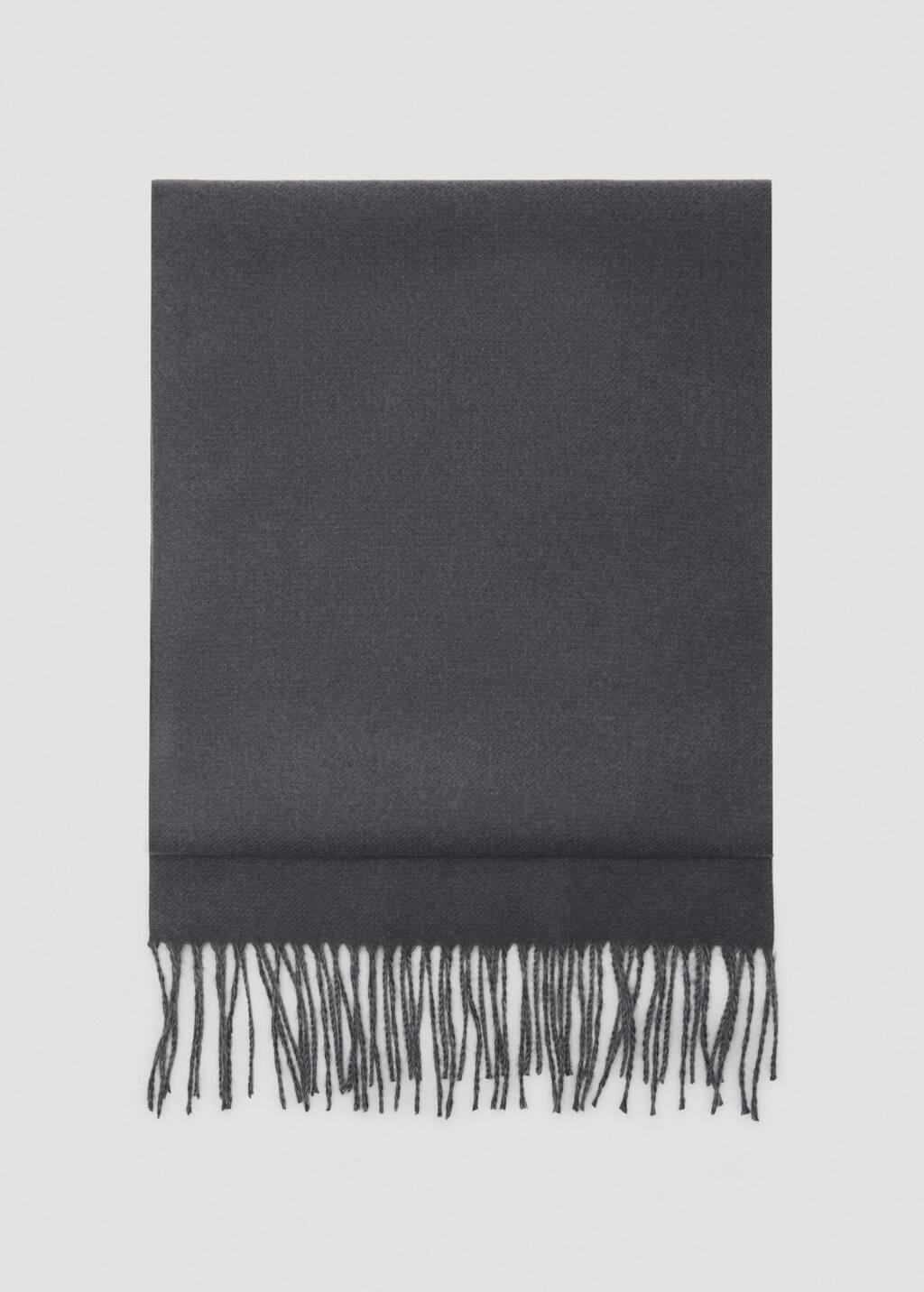 Grey Two-Tone Fringed Scarf, Grey, large image number 5