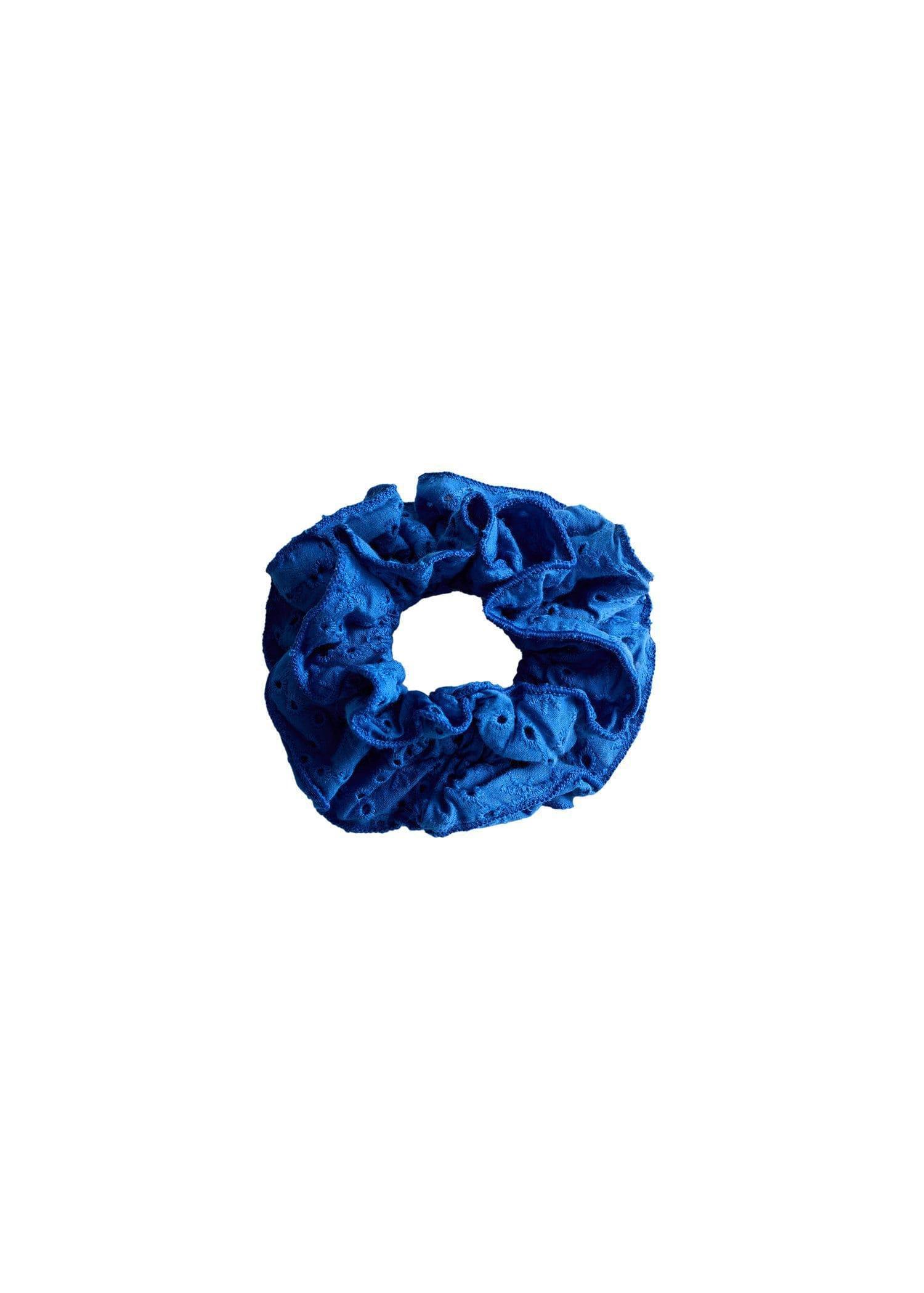 Blue Embroidered Maxi Scrunchie, Medium Blue, large image number 0