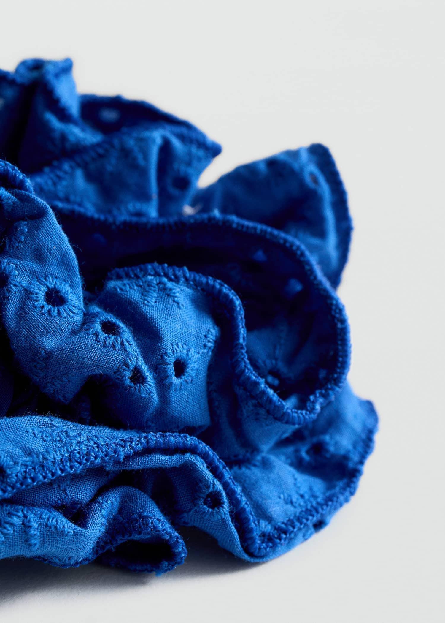 Blue Embroidered Maxi Scrunchie, Medium Blue, large image number 1
