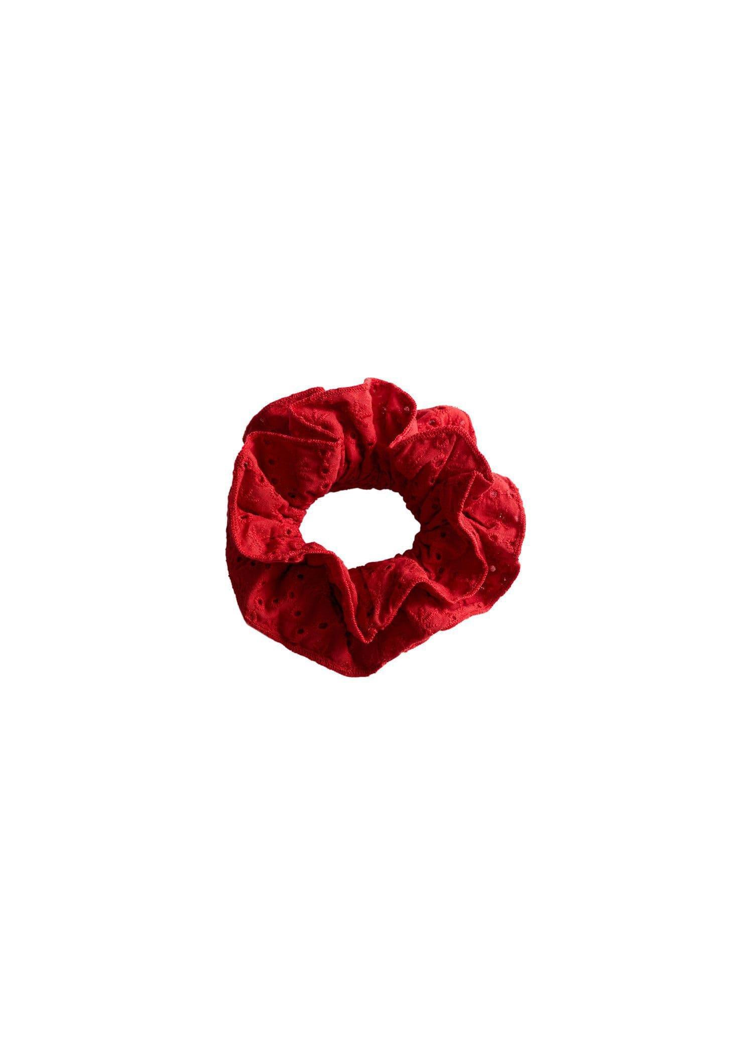 Red Embroidered Maxi Scrunchie, Red, large image number 0