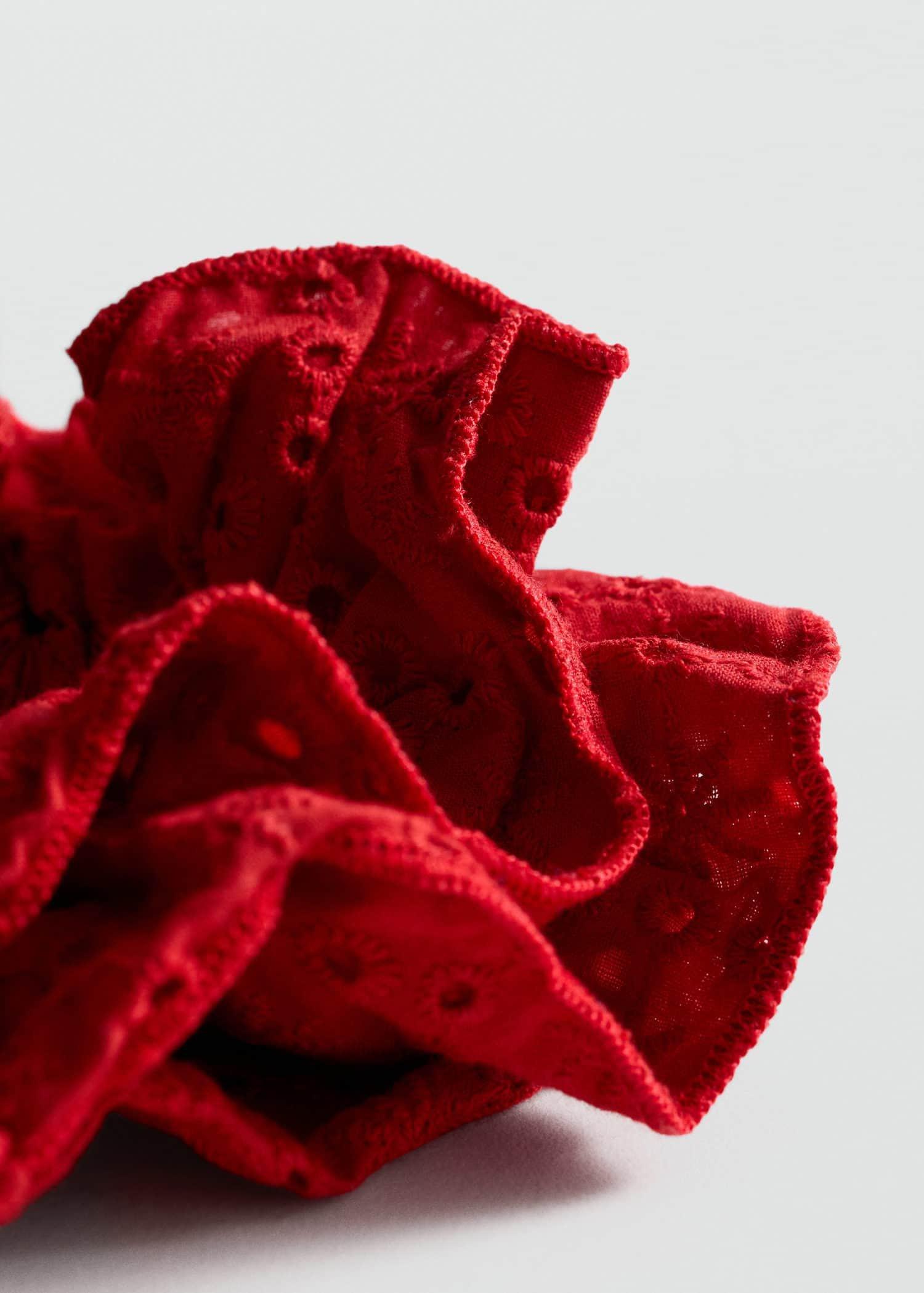 Red Embroidered Maxi Scrunchie, Red, large image number 1