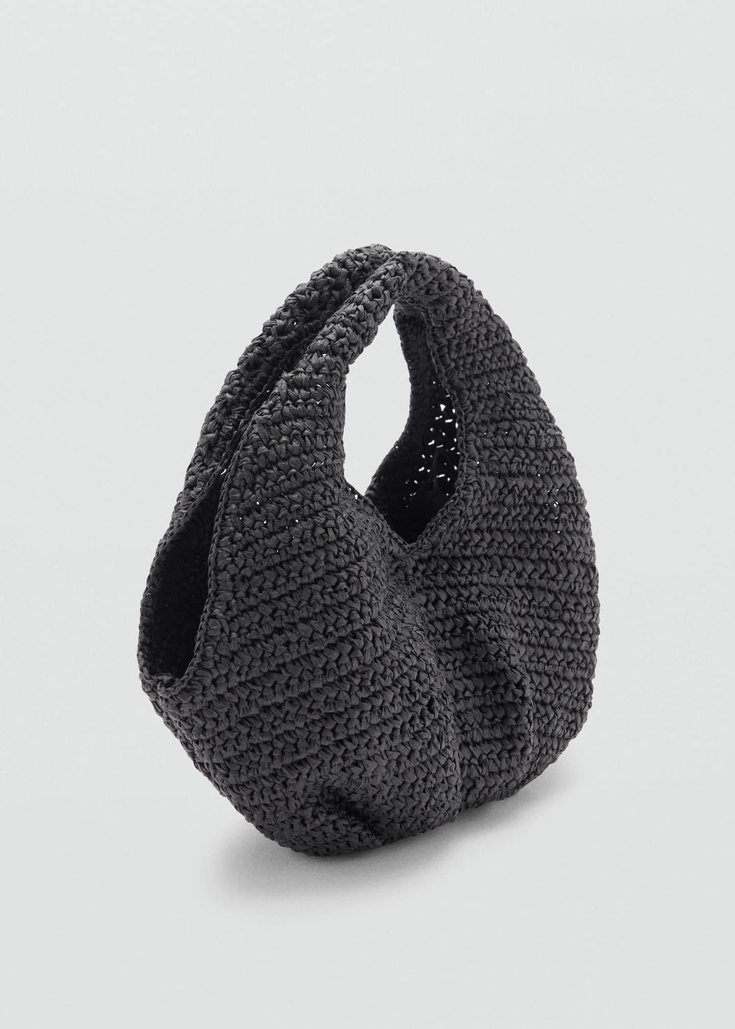 Black Natural Fibre Handbag, Black, large image number 0