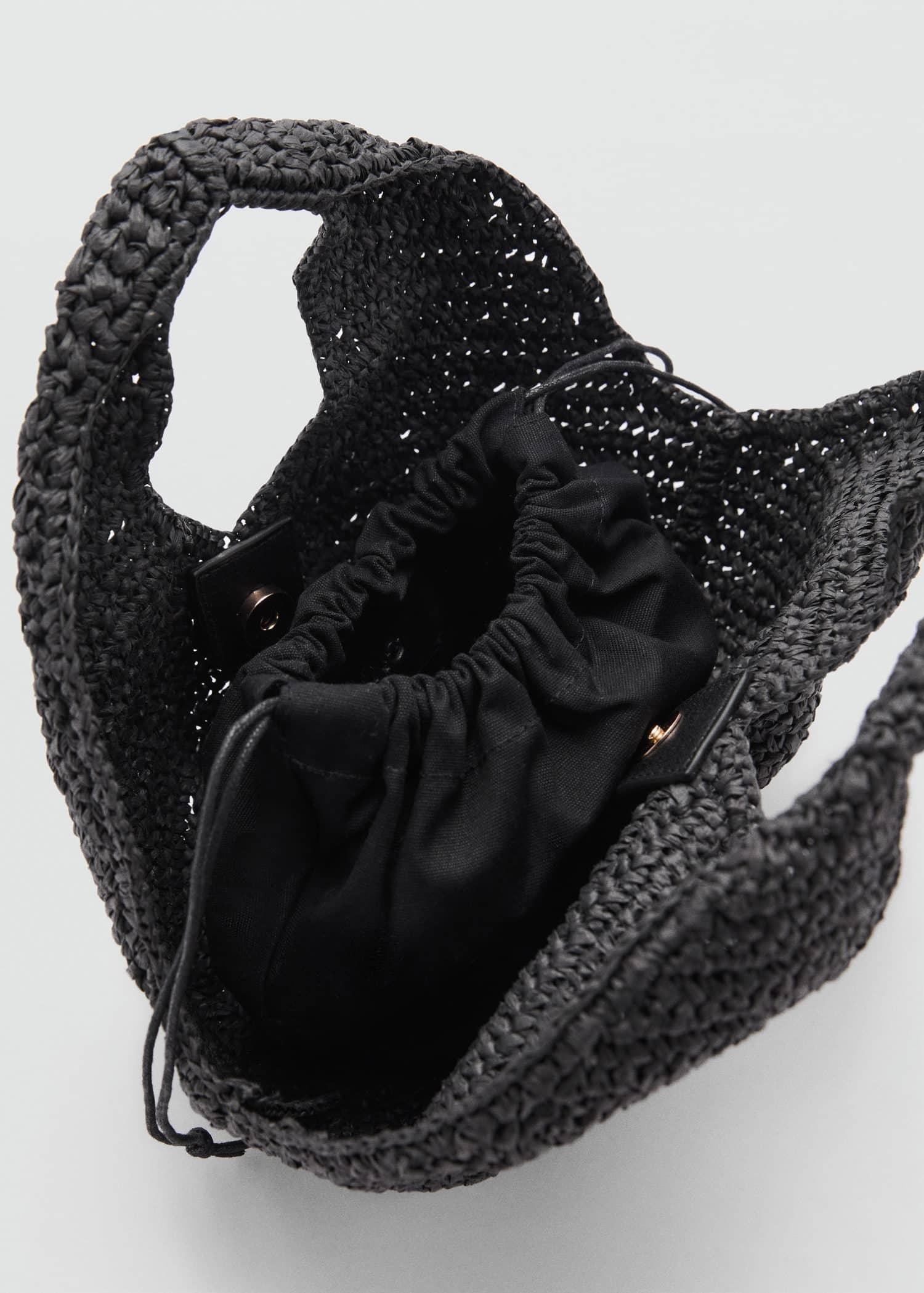 Black Natural Fibre Handbag, Black, large image number 1