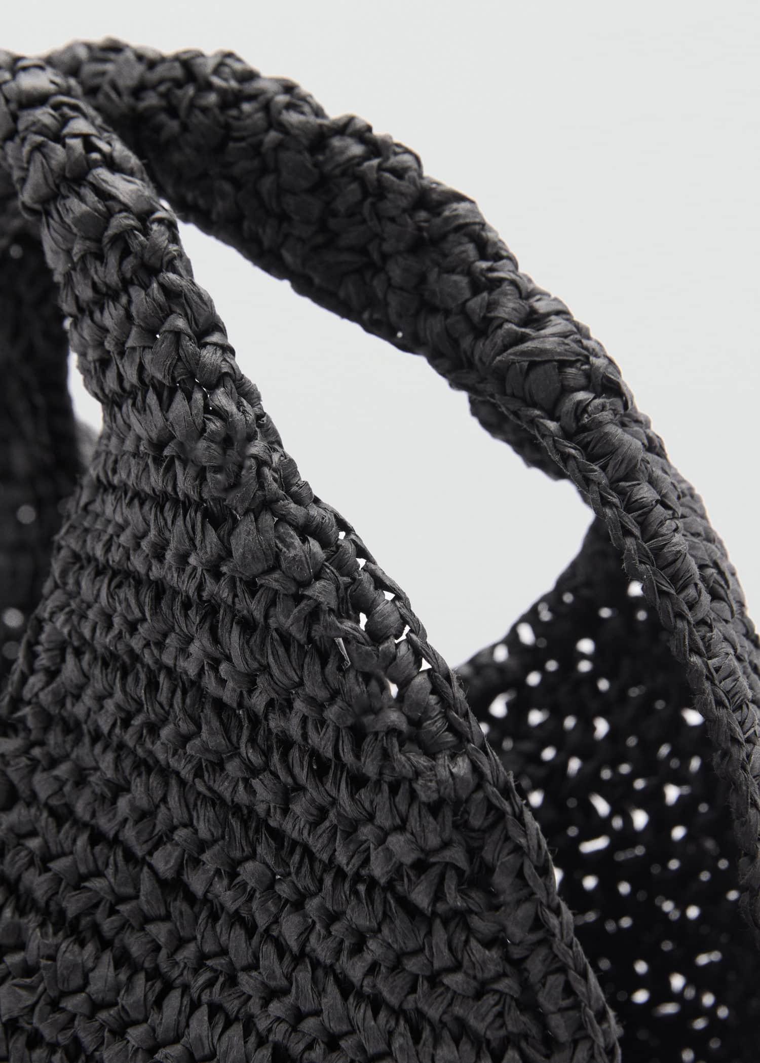 Black Natural Fibre Handbag, Black, large image number 2
