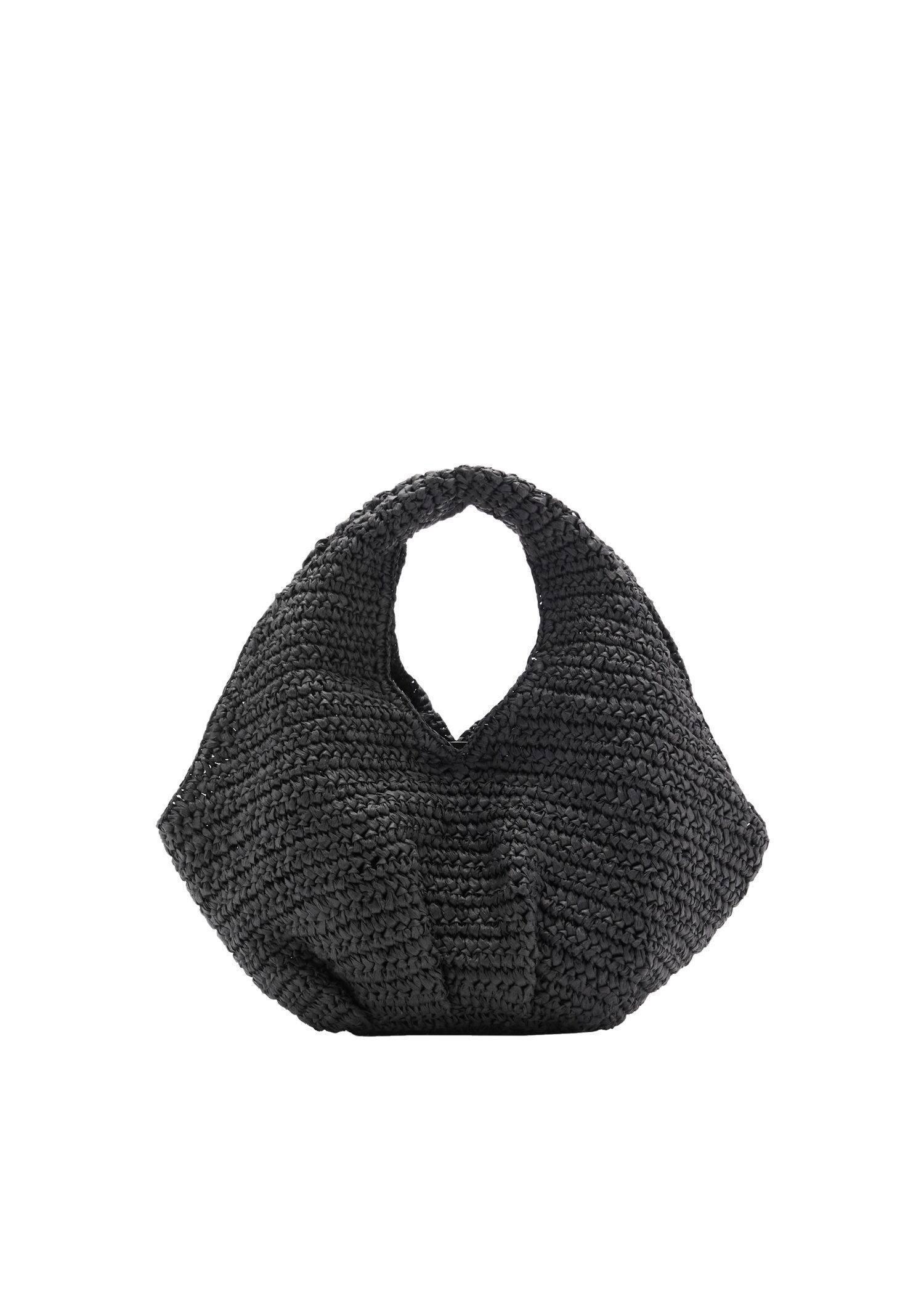 Black Natural Fibre Handbag, Black, large image number 3