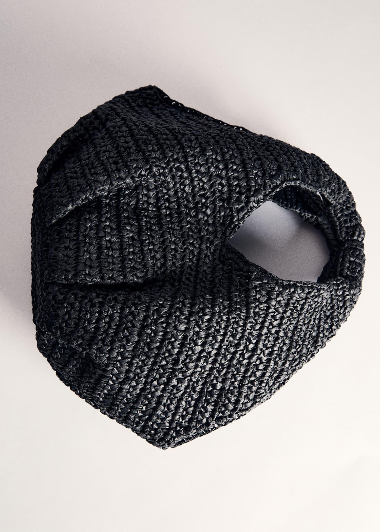 Black Natural Fibre Handbag, Black, large image number 4