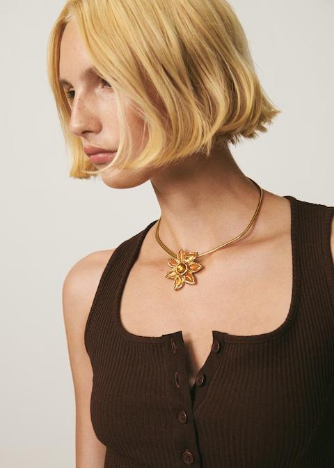Gold Rigid Choker Collar, Gold, large image number 0
