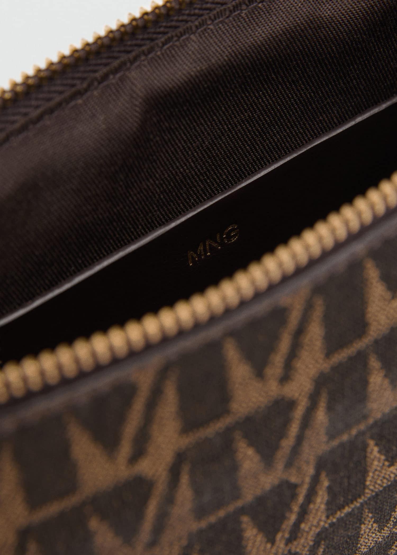 Brown Chain Jacquard Bag, Dark Brown, large image number 1