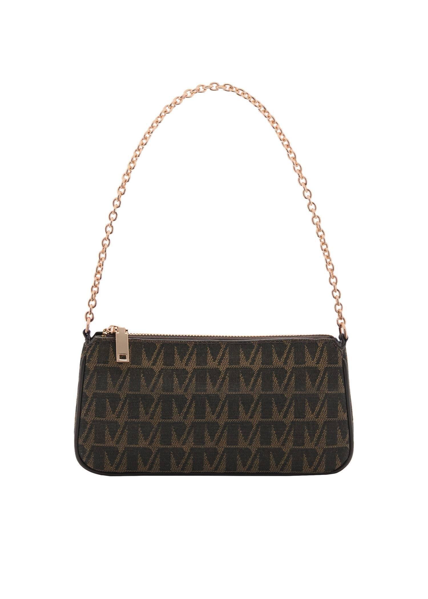 Brown Chain Jacquard Bag, Dark Brown, large image number 3
