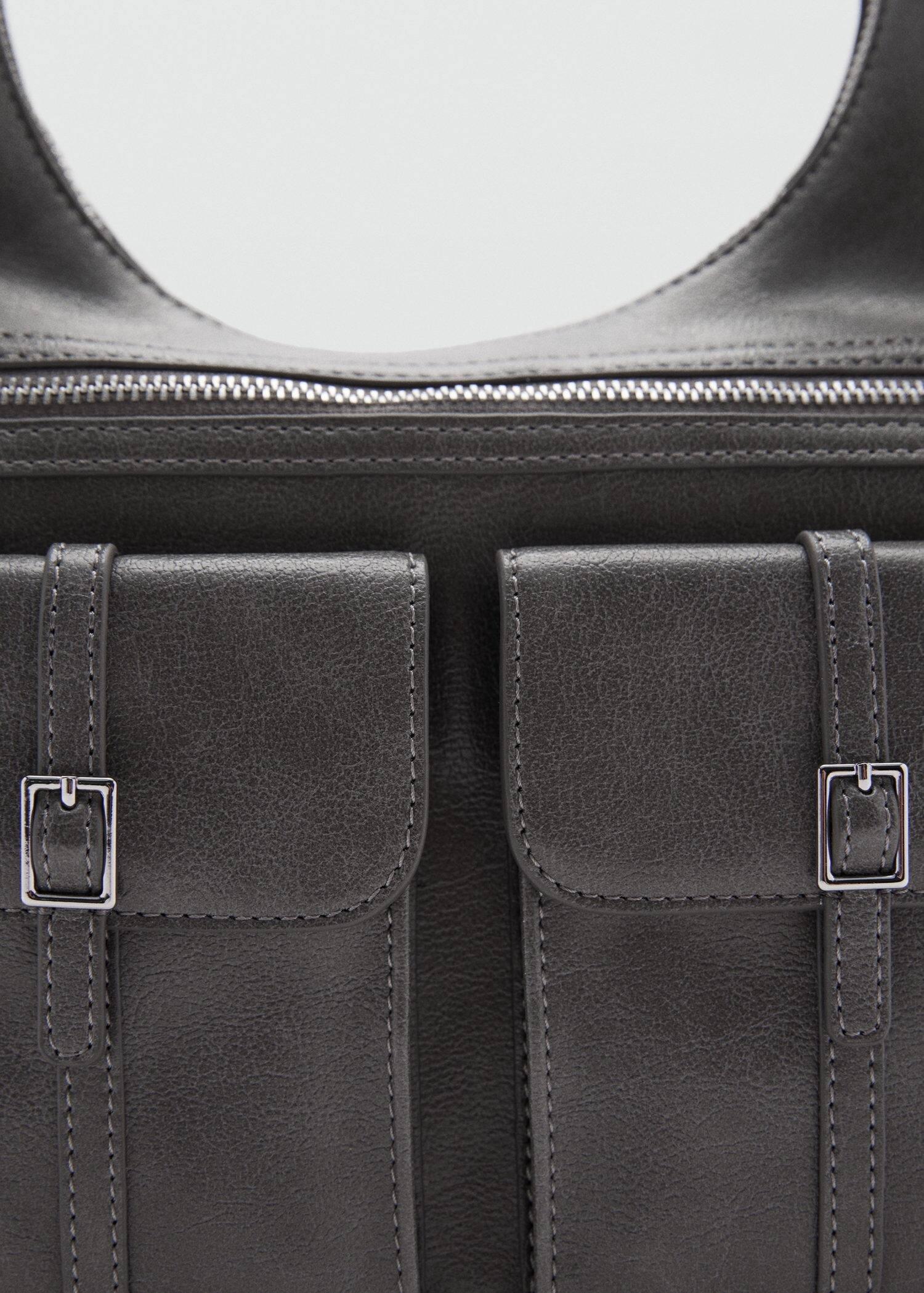 Grey Shoulder Bag Cargo Pockets, Dark Grey, large image number 1