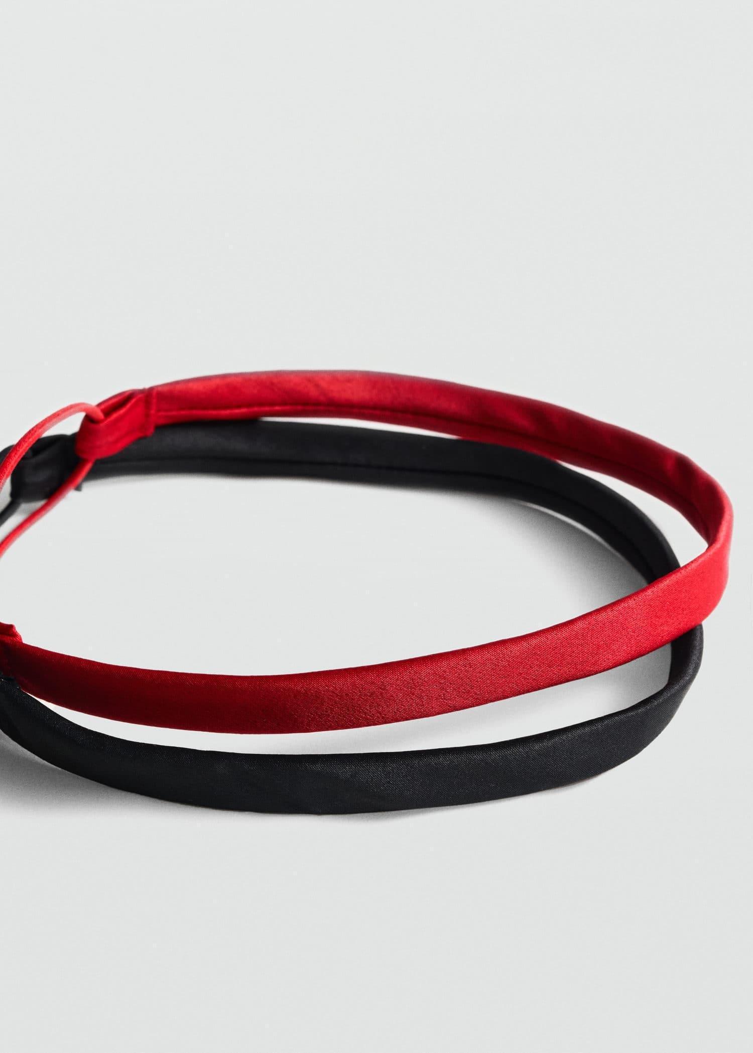 Black Satin Elastic Headband, Black, large image number 0