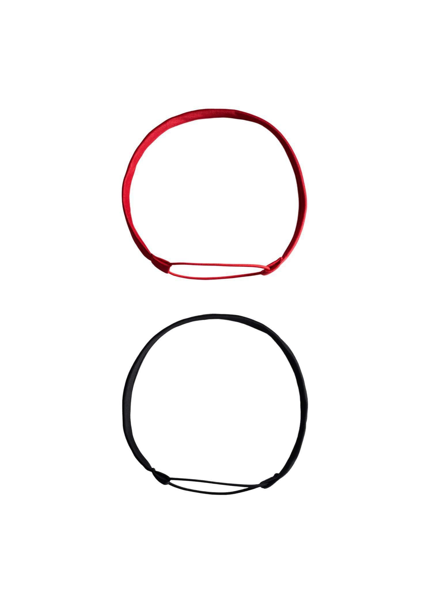 Black Satin Elastic Headband, Black, large image number 1