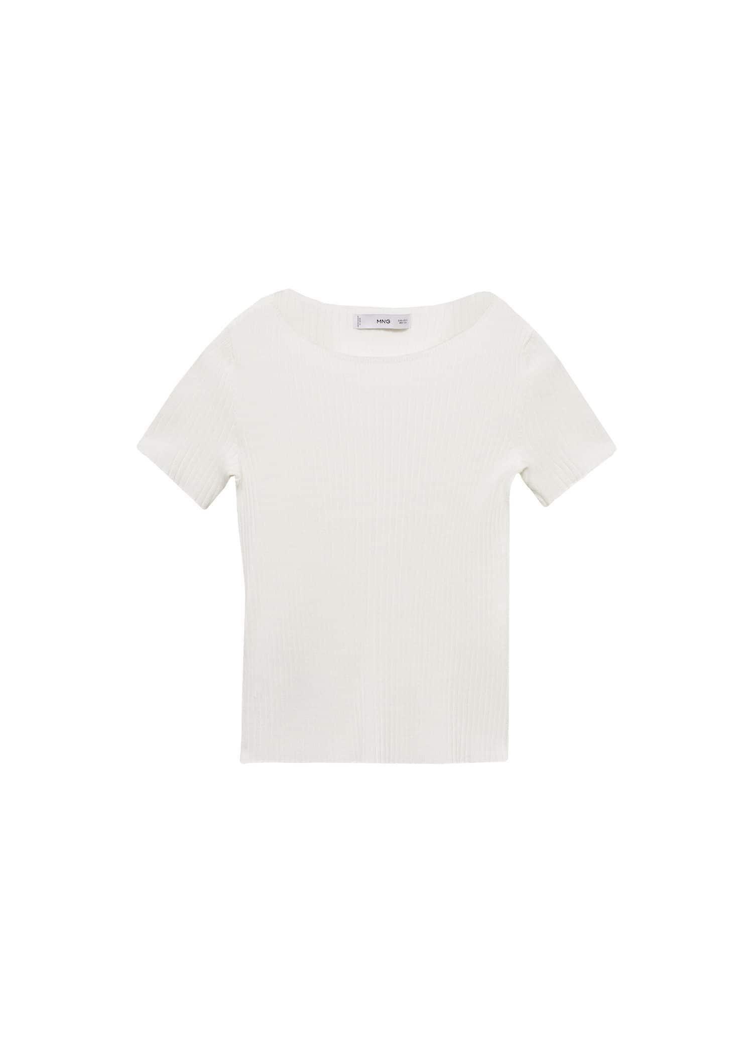 White Short-Sleeve Knitted T-Shirt, , large image number 3