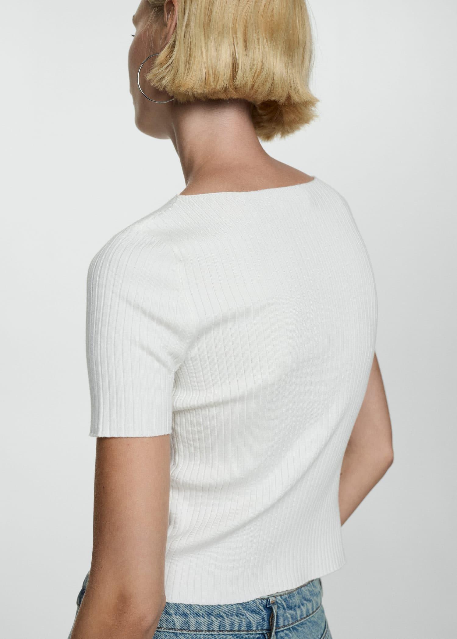 White Short-Sleeve Knitted T-Shirt, , large image number 5