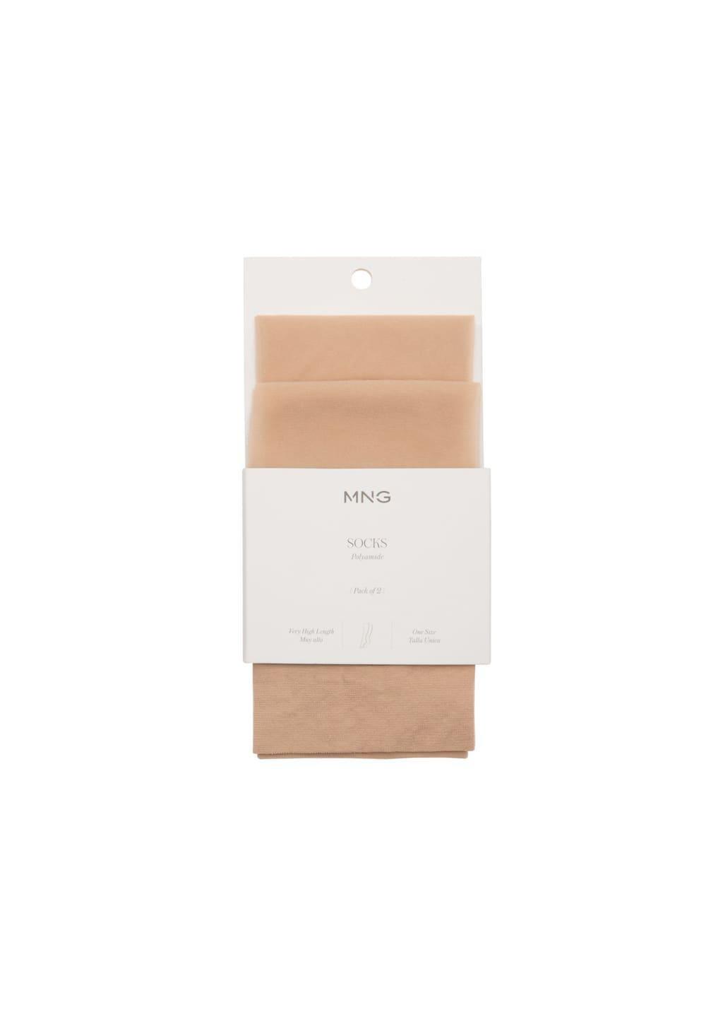 Beige Set Of 2 Veiled Socks, Light Beige, large image number 2