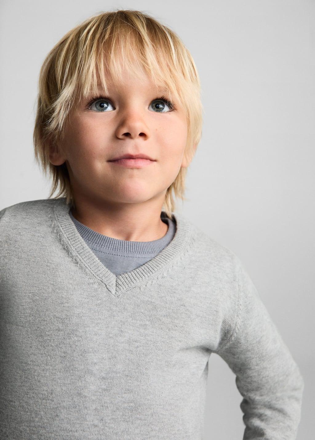 Grey Lt Pastel V-Neck Sweater, Baby Boy, , large image number 1