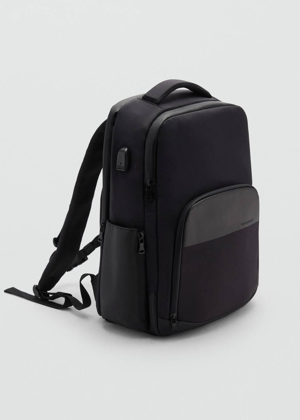 Black Water-Repellent Backpack Sub Connection, Black, large image number 0