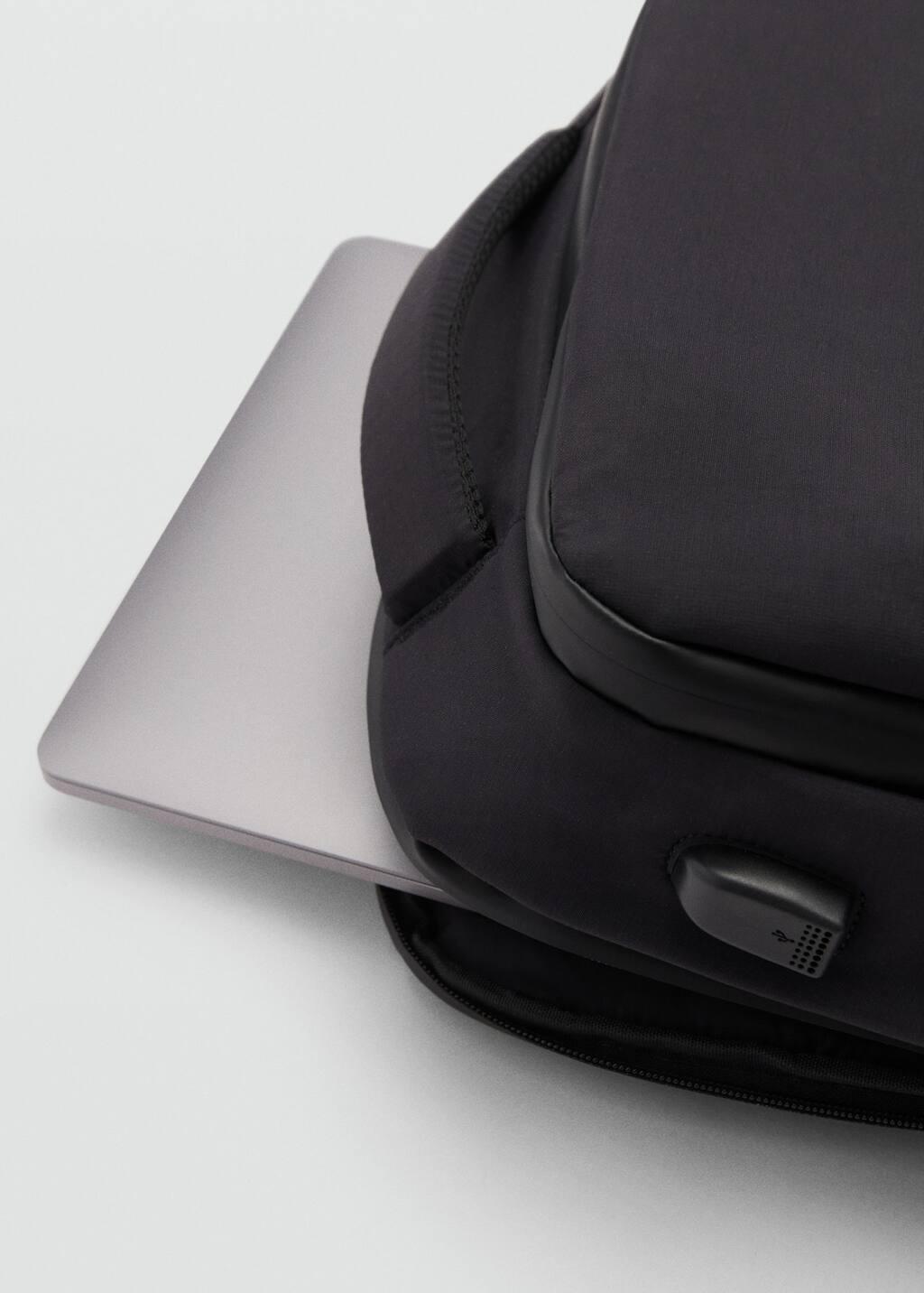Black Water-Repellent Backpack Sub Connection, Black, large image number 4