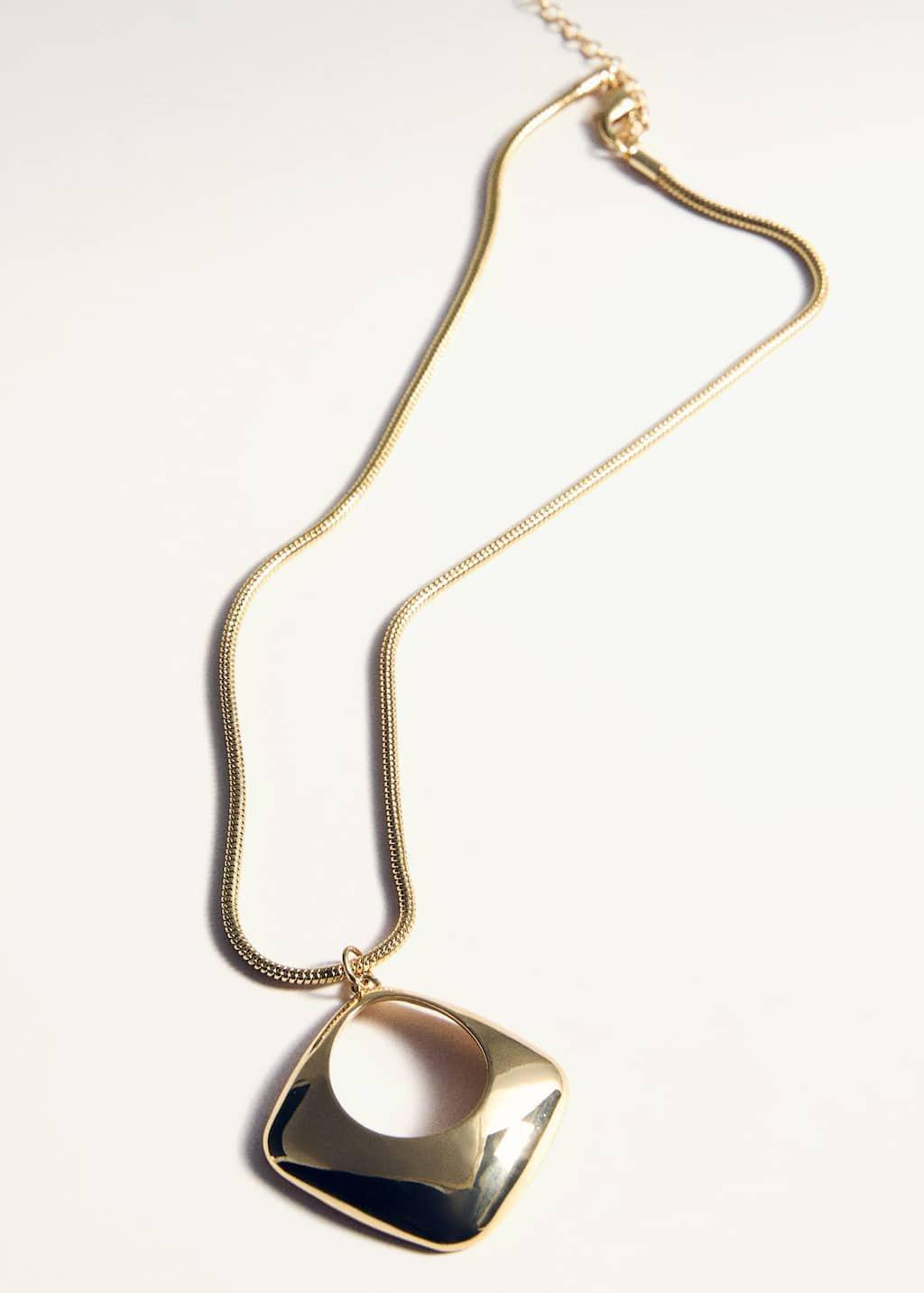 Gold Geometric Pendant Necklace, 0201_OR, large image number 1