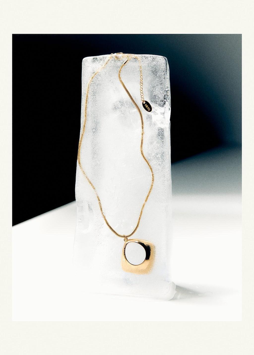 Gold Geometric Pendant Necklace, 0201_OR, large image number 2