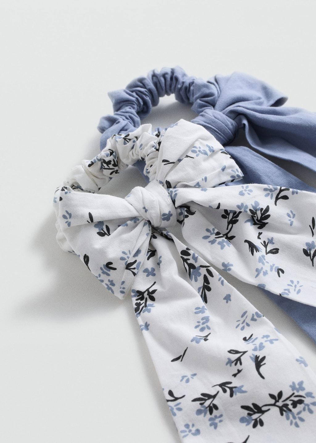 Blue Lt-Pastel Pack 2 Flower Scrunchies, Kids Girl, Light-Pastel Blue, large image number 0