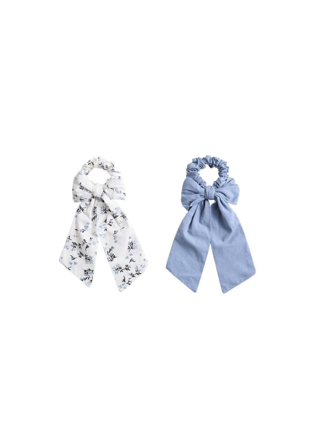 Blue Lt-Pastel Pack 2 Flower Scrunchies, Kids Girl, Light-Pastel Blue, large image number 1