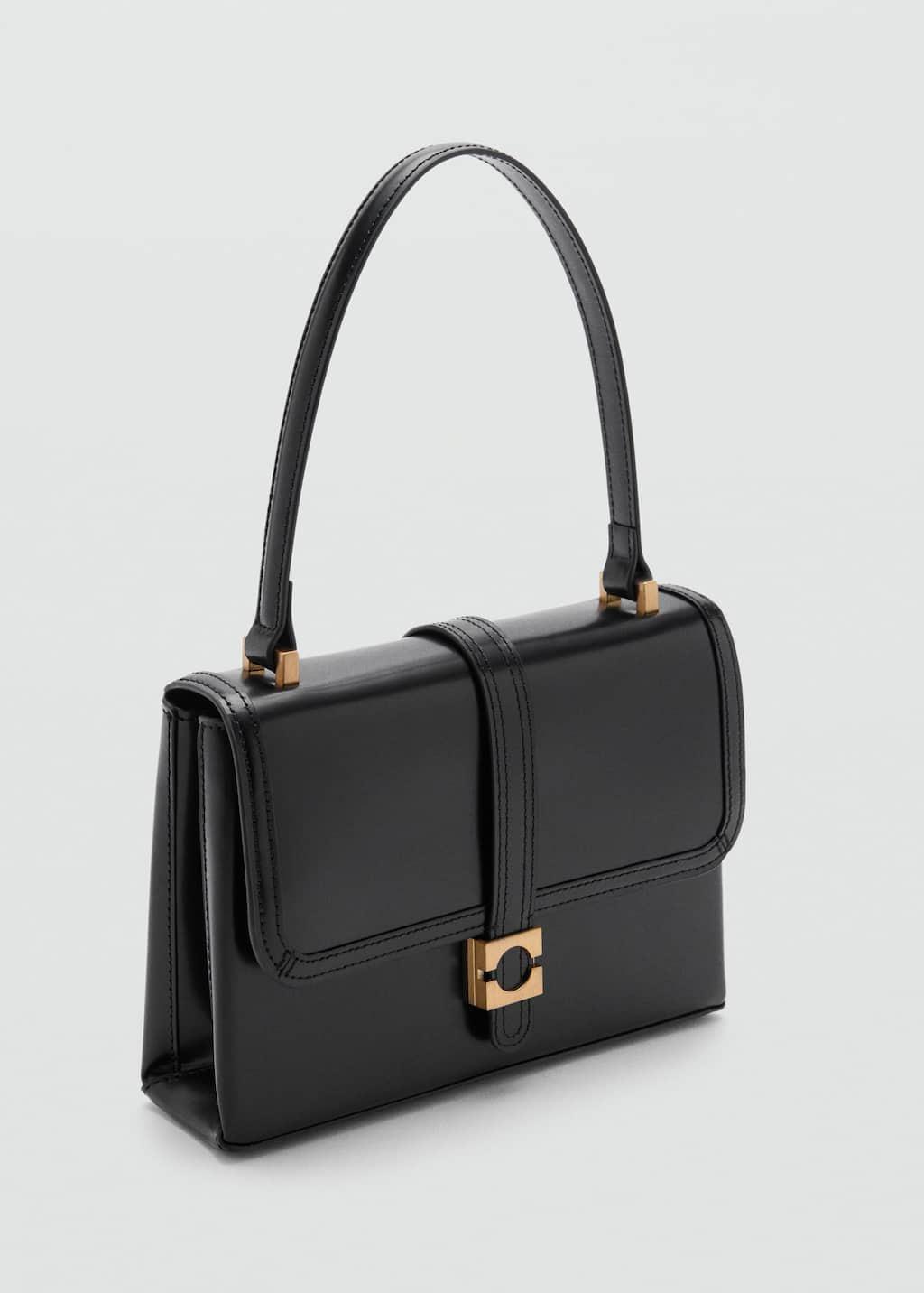 Black 100% Leather Bag With Flap, 0201_99, large image number 0